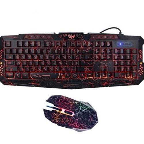 J10 tricolor backlight wired gaming keyboard set colorful luminous gaming mouse keyboard Russian keyboard