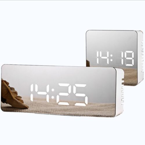 Digital LED multi-function mirror clock