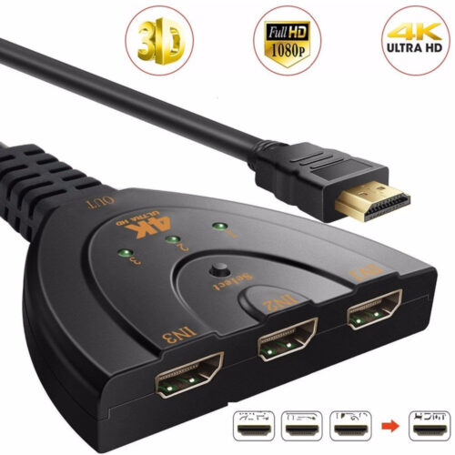 3 Port 4K HDMI 2.0 Cable Auto Splitter Switcher 3×1 Adapter HUB 3D 3 To 4K 2K 3D Mini 3 Port HDMI-compatible